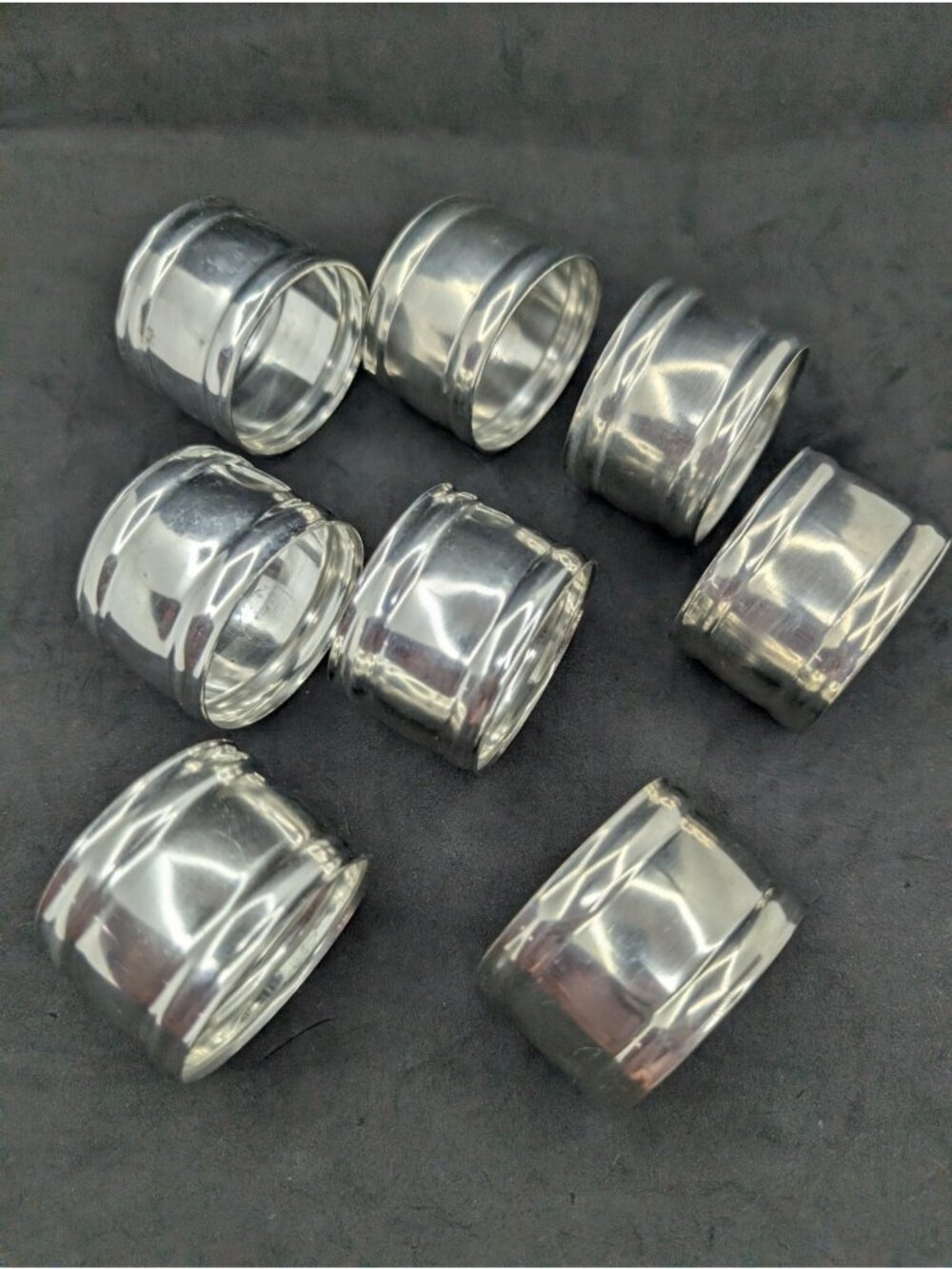 Set of 8 Royal Holland Daalderop Pewter Round 1.4” Dining Napkin Rings MCM